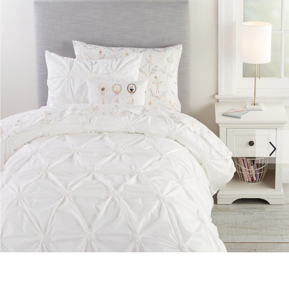 New Without Bag Pottery Barn Kids Ruched Organic Duvet Cover & Sham - Twin